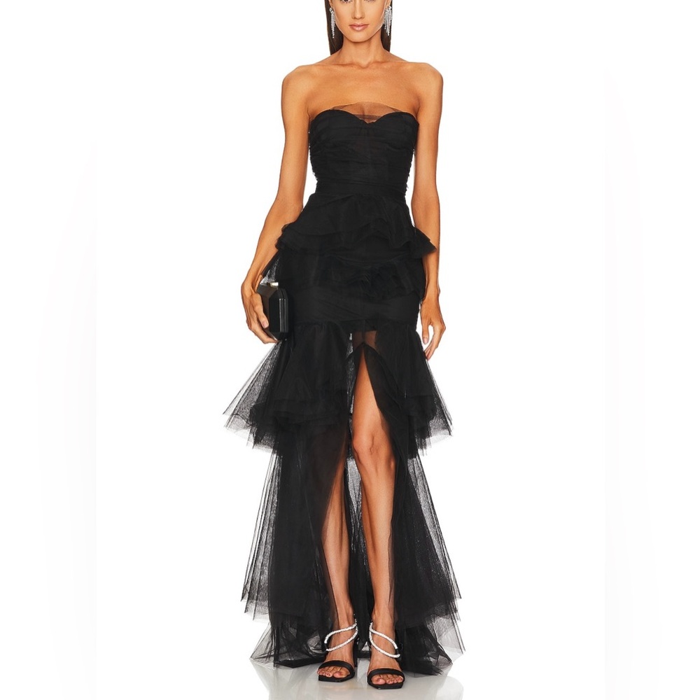 Micheal Costello X Revolve Elegant Black Strapless Dress